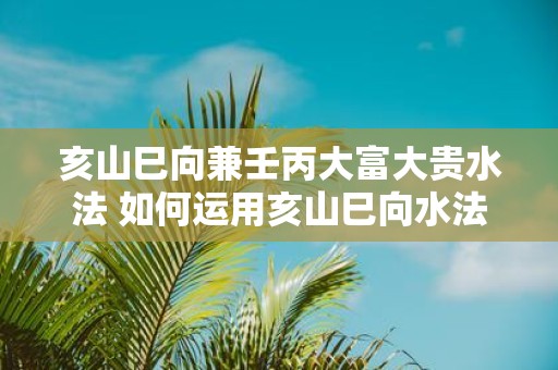 亥山巳向兼壬丙大富大贵水法 如何运用亥山巳向水法提升财运