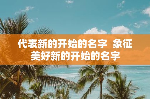 代表新的开始的名字 象征美好新的开始的名字
