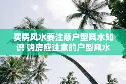 买房风水要注意户型风水知识 购房应注意的户型风水知识