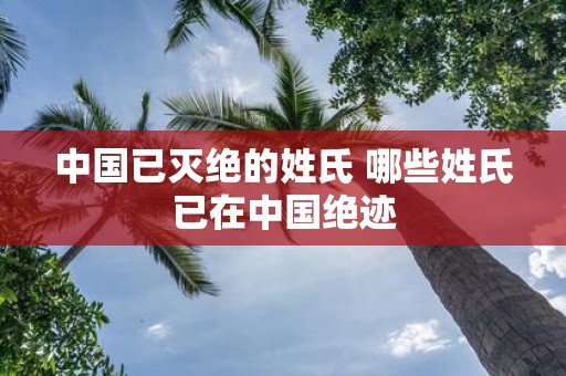 中国已灭绝的姓氏 哪些姓氏已在中国绝迹