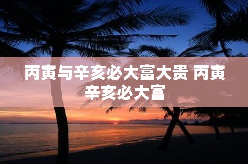 丙寅与辛亥必大富大贵 丙寅辛亥必大富