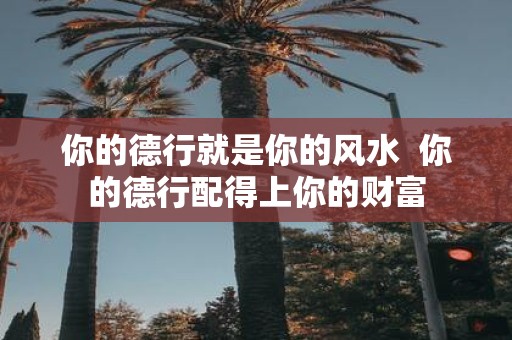 你的德行就是你的风水 你的德行配得上你的财富