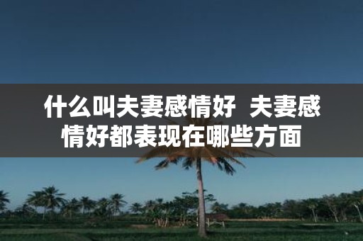 什么叫夫妻感情好 夫妻感情好都表现在哪些方面