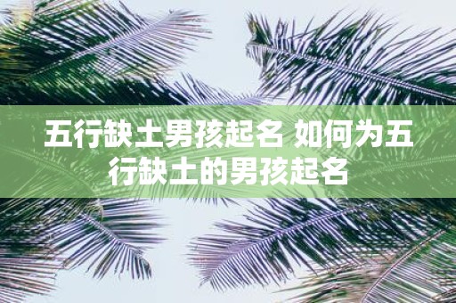 五行缺土男孩起名 如何为五行缺土的男孩起名