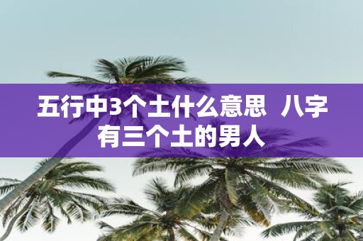 五行中3个土什么意思 八字有三个土的男人