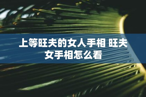 上等旺夫的女人手相 旺夫女手相怎么看