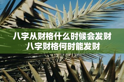 八字从财格什么时候会发财 八字财格何时能发财