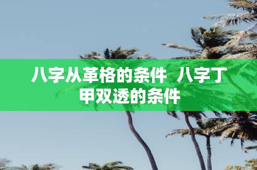 八字从革格的条件 八字丁甲双透的条件