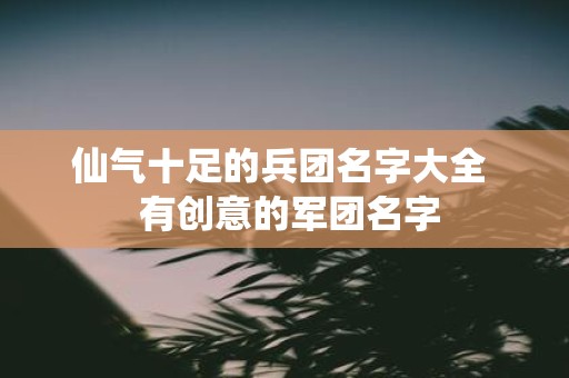 仙气十足的兵团名字大全 有创意的军团名字