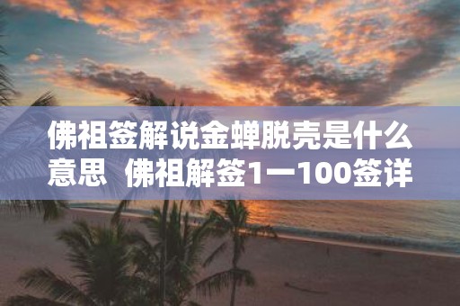 佛祖签解说金蝉脱壳是什么意思 佛祖解签1一100签详解
