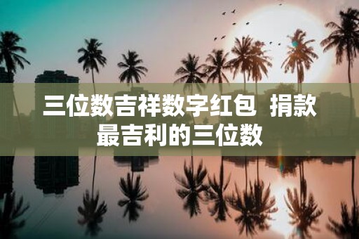 三位数吉祥数字红包 捐款最吉利的三位数