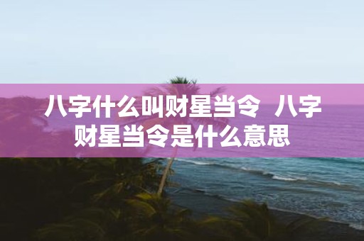 八字什么叫财星当令 八字财星当令是什么意思