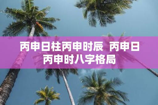 丙申日柱丙申时辰 丙申日丙申时八字格局