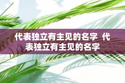 代表独立有主见的名字 代表独立有主见的名字
