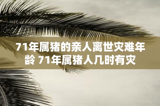 71年属猪的亲人离世灾难年龄 71年属猪人几时有灾