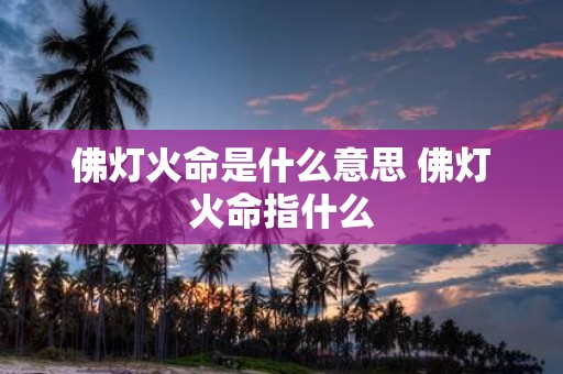 佛灯火命是什么意思 佛灯火命指什么