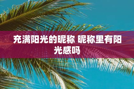 充满阳光的昵称 昵称里有阳光感吗
