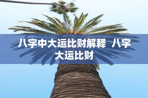 八字中大运比财解释 八字大运比财