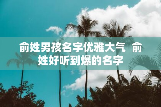 俞姓男孩名字优雅大气 俞姓好听到爆的名字