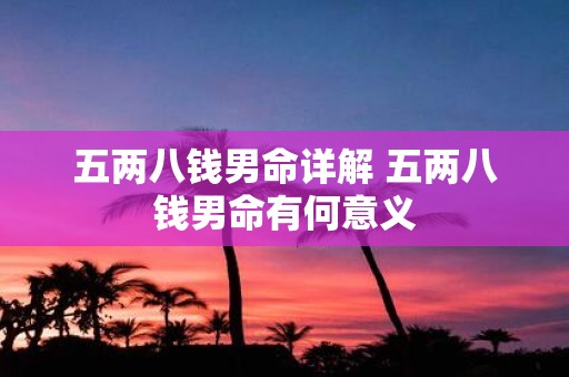 五两八钱男命详解 五两八钱男命有何意义
