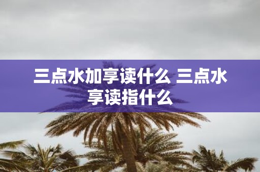 三点水加享读什么 三点水享读指什么