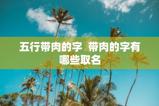 五行带肉的字 带肉的字有哪些取名
