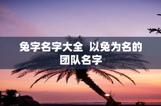 兔字名字大全 以兔为名的团队名字
