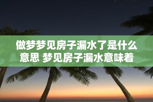 做梦梦见房子漏水了是什么意思 梦见房子漏水意味着什么