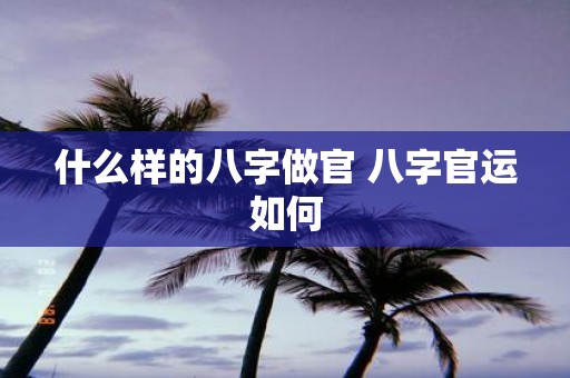 什么样的八字做官 八字官运如何