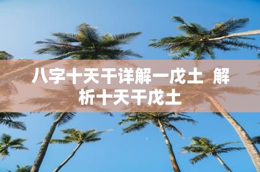 八字十天干详解一戊土 解析十天干戊土