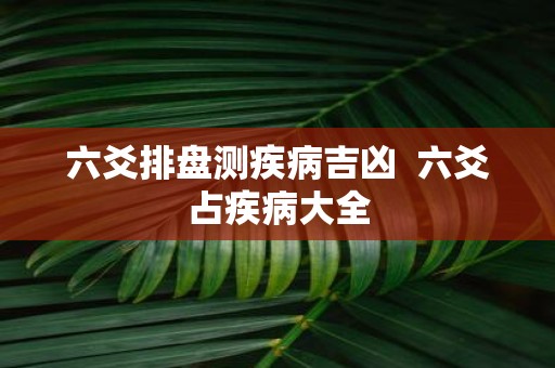 六爻排盘测疾病吉凶 六爻占疾病大全