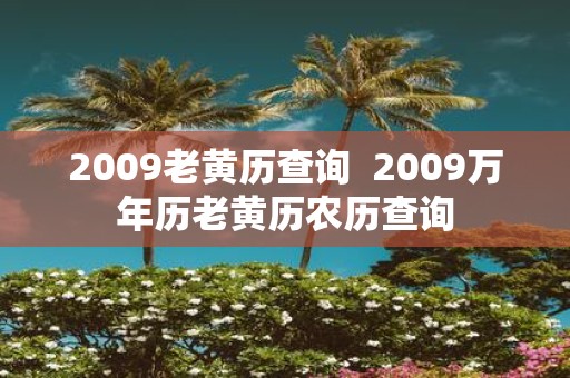 2009老黄历查询 2009万年历老黄历农历查询