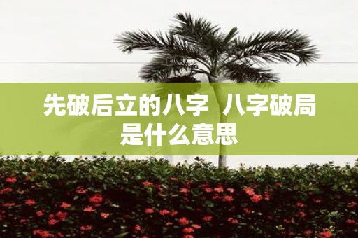 先破后立的八字 八字破局是什么意思