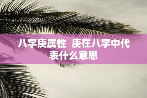 八字庚属性 庚在八字中代表什么意思