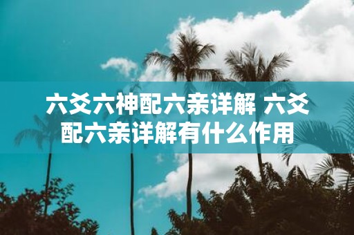 六爻六神配六亲详解 六爻配六亲详解有什么作用
