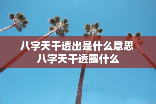 八字天干透出是什么意思 八字天干透露什么