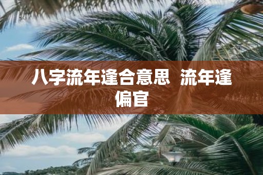 八字流年逢合意思 流年逢偏官