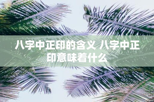 八字中正印的含义 八字中正印意味着什么