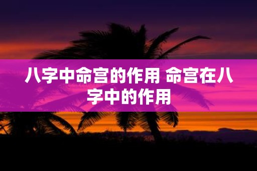 八字中命宫的作用 命宫在八字中的作用