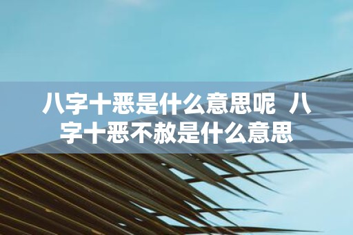 八字十恶是什么意思呢 八字十恶不赦是什么意思
