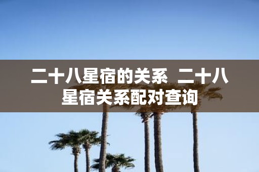 二十八星宿的关系 二十八星宿关系配对查询