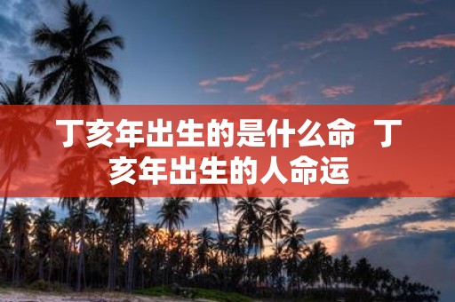 丁亥年出生的是什么命 丁亥年出生的人命运