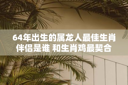 64年出生的属龙人最佳生肖伴侣是谁 和生肖鸡最契合