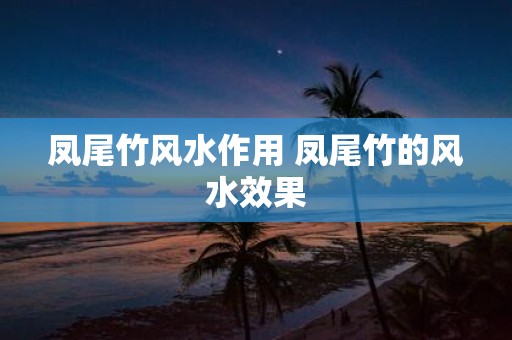 凤尾竹风水作用 凤尾竹的风水效果