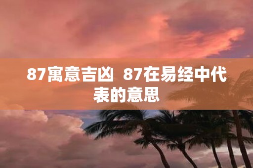87寓意吉凶 87在易经中代表的意思