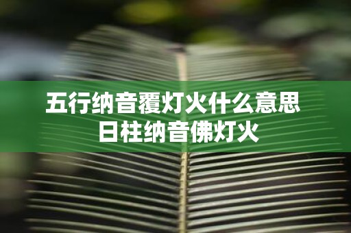 五行纳音覆灯火什么意思 日柱纳音佛灯火