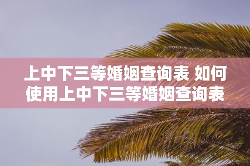 上中下三等婚姻查询表 如何使用上中下三等婚姻查询表
