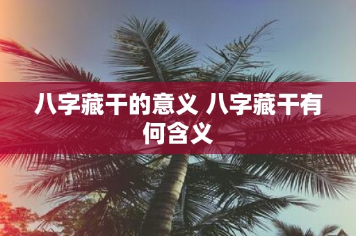 八字藏干的意义 八字藏干有何含义