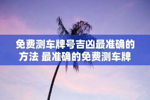 免费测车牌号吉凶最准确的方法 最准确的免费测车牌号吉凶方法