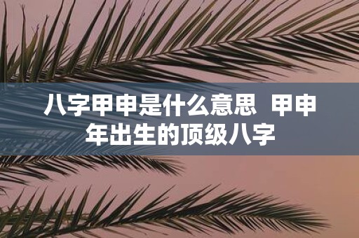 八字甲申是什么意思 甲申年出生的顶级八字